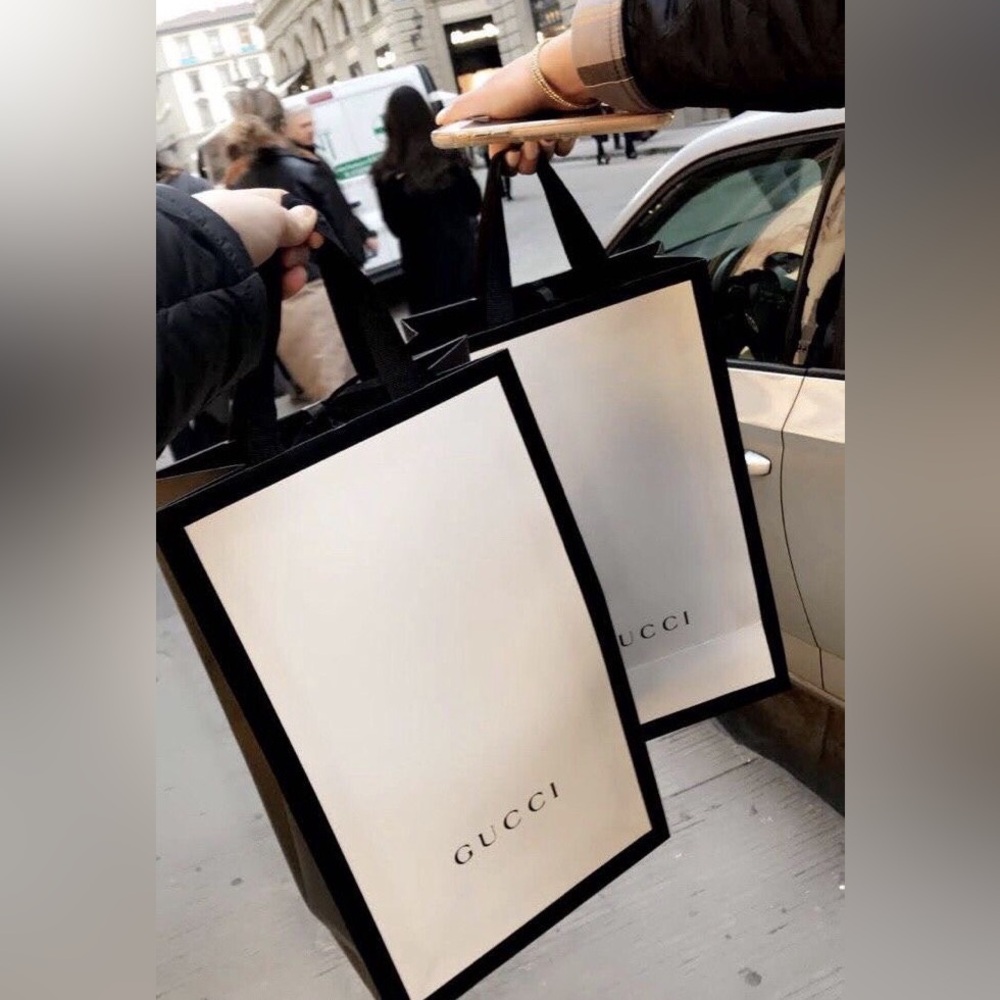 2 Gucci Black and White Shopping Bags